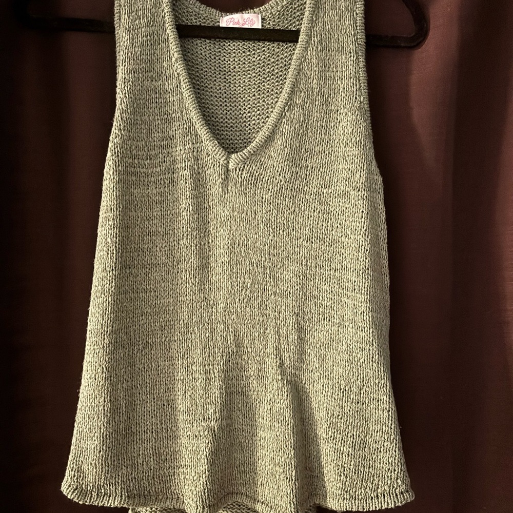 Pink Lily Olive Green Knit Tank Top